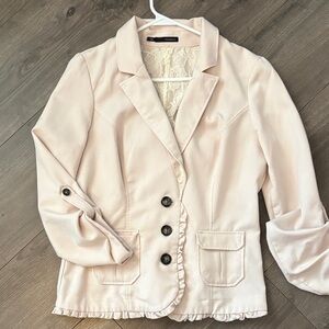 Maurice’s Cream Blazer with Ruffle Detail